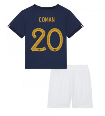 Francja Kingsley Coman #20 Koszulka Podstawowych Dziecięca MŚ 2022 Krótki Rękaw (+ Krótkie spodenki)